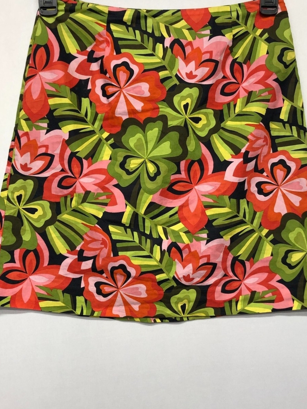 Talbots Tropical Floral A-Line Skirt in Lime & Coral